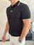 Erkek Slim Fit Triko Polo Yaka Tshirt Siyah ECA015 4