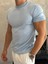 Erkek Slim Fit Pamuklu Bisiklet Yaka Tshirt Bebe Mavi ECA021 2