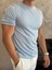 Erkek Slim Fit Pamuklu Bisiklet Yaka Tshirt Bebe Mavi ECA021 3
