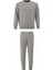 Pamuklu Erkek 2'li Eşofman Takımı Gri Regular Fit Ipli Cepli 3 Iplik Lastikli Paça Sweatshirt + Eşofman Altı Nefes Alan 7