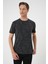 Comfort Fit Bisiklet Yaka Batik Görünmlü Kısa Kol Casual Siyah Tişört Ts 905 3