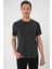 Comfort Fit Bisiklet Yaka Batik Görünmlü Kısa Kol Casual Siyah Tişört Ts 905 5