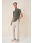 Comfort Fit Bisiklet Yaka Esnek Pamuk Casuel Haki Tişört Ts 885 1