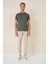 Comfort Fit Bisiklet Yaka Esnek Pamuk Casuel Haki Tişört Ts 885 2