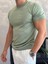 Erkek Slim Fit Pamuklu Bisiklet Yaka Tshirt Yeşil ECA021 2