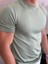 Erkek Slim Fit Pamuklu Bisiklet Yaka Tshirt Yeşil ECA021 4