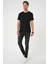 Comfort Fit Bisiklet Yaka Esnek Pamuk Casuel Siyah Tişört Ts 885 2