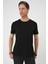 Comfort Fit Bisiklet Yaka Esnek Pamuk Casuel Siyah Tişört Ts 885 3