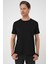 Comfort Fit Bisiklet Yaka Esnek Pamuk Casuel Siyah Tişört Ts 885 4
