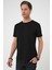 Comfort Fit Bisiklet Yaka Esnek Pamuk Casuel Siyah Tişört Ts 885 5