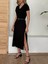 Kadın Kısa Kollu V Yaka Maxi Boy Elbise 124 cm 6