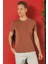 Slim Fit Bisiklet Yaka %100 Pamuk Kiremit Tişört Ts 878 4