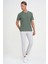 Comfort Fit Bisiklet Yaka Gofre Kısa Kol Yeşil Tişört Ts 911 2