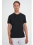 Comfort Fit Bisiklet Yaka Fitilli Kısa Kol Siyah Tişört Ts 909 2