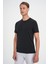 Comfort Fit Bisiklet Yaka Fitilli Kısa Kol Siyah Tişört Ts 909 3