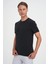 Comfort Fit Bisiklet Yaka Fitilli Kısa Kol Siyah Tişört Ts 909 4