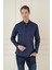 Slim Fit Düğmeli Yaka Esnek Klasik Lacivert Gömlek Gk 746 3