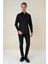 Slim Fit Düğmeli Yaka Esnek Klasik Siyah Gömlek Gk 746 1