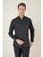 Slim Fit Düğmeli Yaka Esnek Klasik Siyah Gömlek Gk 746 3