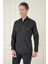 Slim Fit Düğmeli Yaka Esnek Klasik Siyah Gömlek Gk 746 4