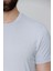 Slim Fit Bisiklet Yaka Düz Pamuklu Gri Tişört Ts 823 5