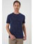 Comfort Fit Bisiklet Yaka Batik Görünmlü Kısa Kol Casual Lacivert Tişört Ts 905 2