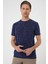 Comfort Fit Bisiklet Yaka Batik Görünmlü Kısa Kol Casual Lacivert Tişört Ts 905 3