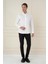Slim Fit Düğmeli Yaka Esnek Klasik Beyaz Gömlek Gk 746 1