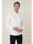 Slim Fit Düğmeli Yaka Esnek Klasik Beyaz Gömlek Gk 746 4