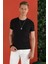 Slim Fit Bisiklet Yaka Düz Pamuklu Siyah Tişört Ts 823 2