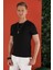 Slim Fit Bisiklet Yaka Düz Pamuklu Siyah Tişört Ts 823 4