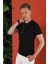 Slim Fit Bisiklet Yaka Düz Pamuklu Siyah Tişört Ts 823 5