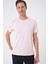 Comfort Fit Bisiklet Yaka Esnek Pamuk Casuel Pembe Tişört Ts 885 2