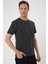 Comfort Fit Bisiklet Yaka Batik Görünmlü Kısa Kol Casual Siyah Tişört Ts 905 4