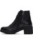 Kadın Siyah Fermuarlı Kalın Topuklu Deri Casual Bot 25WFD411418 2