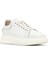Erkek Beyaz Bağcıklı Kalın Tabanlı Deri Sneaker 25WFD632318 6