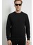 Pamuklu Erkek 2'li Eşofman Takımı Siyah Regular Fit Ipli Cepli 3 Iplik Lastikli Paça Sweatshirt + Eşofman Altı Nefes Alan 2