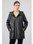 Cindy Kadın Siyah Kapüşonlu Deri Kaban 25WGE52731M 1