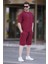 Bordo Bisiklet Yaka Basic Erkek Şort Takımı 5953 1