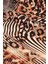 Turuncu Zebra Leopar Desen Twill Ipek Eşarp 4