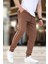 Kahverengi Erkek Paçası Lastikli Yandan Şeritli Baskılı Eşofman Altı 6551 2