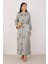 Çiçekli Aplikeli Abaya Çağla 1