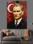 Kırmızı Fonlu Yağlıboya Mustafa Kemal Atatürk Dekoratif Kanvas - Mdf Ahşap Tablo 1