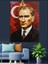 Kırmızı Fonlu Yağlıboya Mustafa Kemal Atatürk Dekoratif Kanvas - Mdf Ahşap Tablo 2