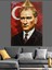 Kırmızı Fonlu Yağlıboya Mustafa Kemal Atatürk Dekoratif Kanvas - Mdf Ahşap Tablo 4