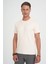 Comfort Fit Bisiklet Yaka Esnek Pamuk Casuel Krem Tişört Ts 885 2