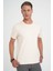 Comfort Fit Bisiklet Yaka Esnek Pamuk Casuel Krem Tişört Ts 885 4