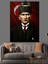 Kırmızı Bayrakve Mustafa Kemal Atatürk Dekoratif Kanvas - Mdf Ahşap Tablo 1