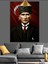 Kırmızı Bayrakve Mustafa Kemal Atatürk Dekoratif Kanvas - Mdf Ahşap Tablo 4