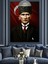 Kırmızı Bayrakve Mustafa Kemal Atatürk Dekoratif Kanvas - Mdf Ahşap Tablo 5
